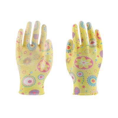 China Anti-Slip Colorful Gardening Work Protect Hands PU Coated Gloves for sale