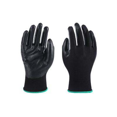 China Wearable comfort; Good Environment CE 13G Black Coating Guantes Black Wet And Oily Nitrile Grip Coated Anti Abrasion Anti Slip Work Protective Gloves for sale