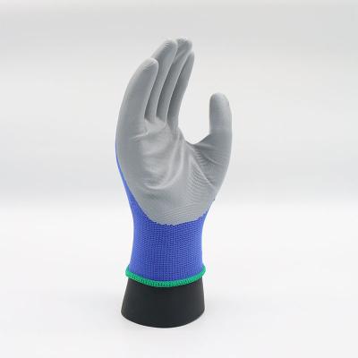 China Wearable comfort; Good Grip In Guantes Gray Nitrile Coated Anti Abrasion Wet Oily Blue Coating CE 13G Environment Protective Work Gloves for sale