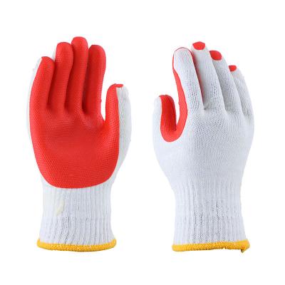 China Personal care; White / Red Coating Waterproof Polycotton Anti Slip Anti Abrasion Work Rubber Gloves for sale