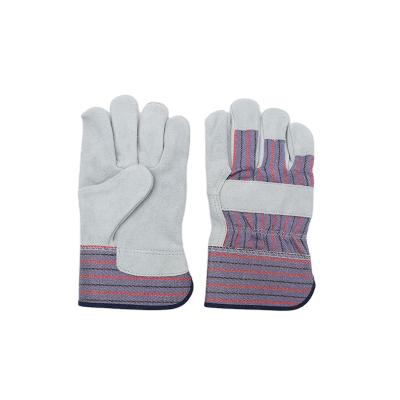 China Abrasion Resistant Natural Cow Split Leather Gloves - Purple Stripe for sale