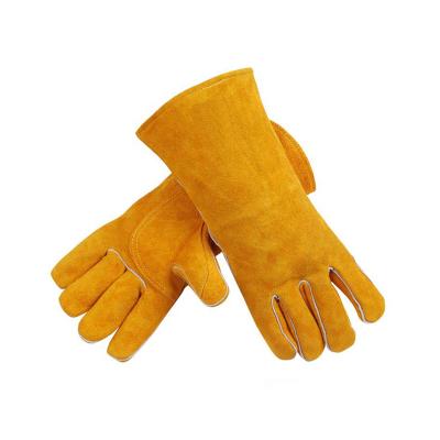 China Wholesale Heat Resistant Abrasion Resistant Yellow Leather Insulation Work Protective Gloves - 14 Inches for sale