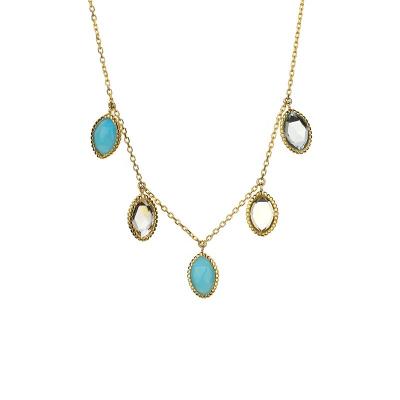 China Vogue 100% Authentic 9ct Solid Gold TRENDY Yellow Necklace For Women Jewelry With Gemstones 2pcs a lot for sale