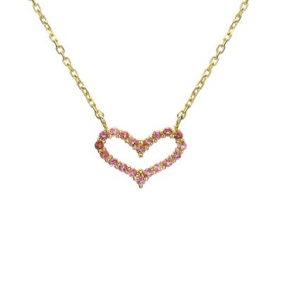 China FASHIONABLE Most Popular 9 Carat Solid Gold Heart Ladies Necklace Jewelry with Natural Tourmaline 2pcs a lot for sale