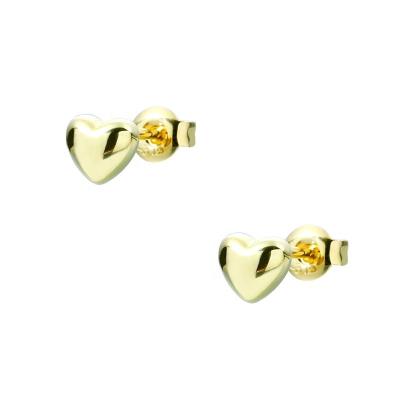 China TRENDY real jewelry 9k thin gold earring yellow heart studs for girls online order fast shipping for sale