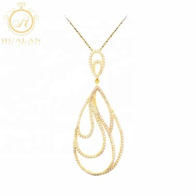 China Hot BOHEMIA 9K Gold Solid Peand Earring 3 Pieces With Diamond Micro Setting Dubai Women Gold Jewelry Set for sale