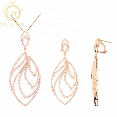 China Hot BOHEMIA Solid 10K Gold Dangling Earring Pieces With Diamond Micro Setting Dubai Gold Set Jewelry for sale