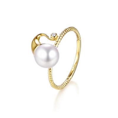 China New Design CLASSIC Freshwater Pearl Jewelry 18K 750 Real Gold Engagement Kid Ring for sale