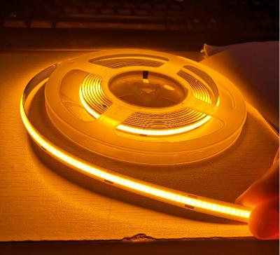 China Hotel Orange Color Led Cob Strip Light 24V 528leds/m High Brightness Flexible Led Strip For Wardrobe for sale