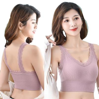 China QUICK DRY Women Sports Crop Tops Removable Padded Camisole Female Female Tank Camis Sexy Seamless Underwear Lingerie Lace Suggest for sale