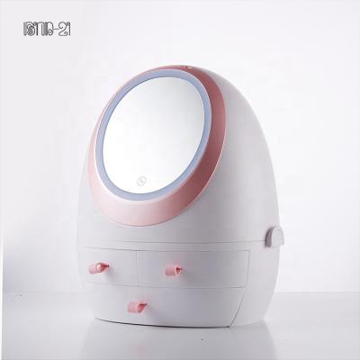 China Cute Lighted Round Flip Touch Egg Shaped Princess Desktop Makeup Mirror HD Makeup Mirror for sale