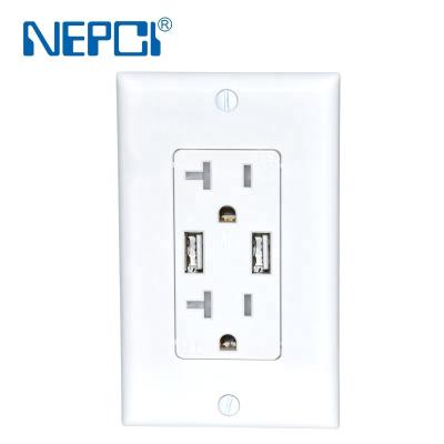 China Residential/General Purpose High Speed ​​USB Charger Wall Outlet Dual 4.0A 20 Amp Duplex Tamper Resistant Receptacle XJY-USB-31-A-A/A for sale