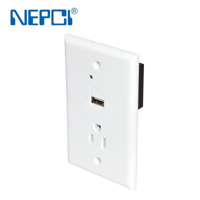 China NEPCI CE Certificate USB Wall Socket XJY-USB-15 5V 2.1A USB Charger 115*70 Power Residential Multipurpose American Type Wall Mounted Charger for sale