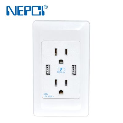 China Mobile Phone USB Wall Socket XJY-USB-24 Access USB Receptacle 115*70 American Standard Dual USB Wall Mounted Socket for sale