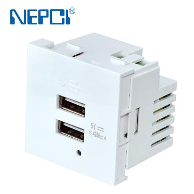 China Chinese Mobile Phone Factory NEPCI XJY-USB-17E-A/A Dual Type A+Access Type A USB Charger, 45*45mm USB Power Socket Outlet Power Charger for sale