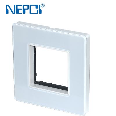 China With Metal Bracket 1 Strip Tempered Glass Wall Plate Outlet Switch TR Metal Bracket Function Keys White XJY-QB-100 for sale