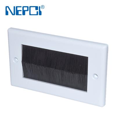 China ABS Chinese Factory 2 Strip Multimedia Wall Plate With Brush XJY-NE-219 86*146mm UK Standard Wall Plate for sale