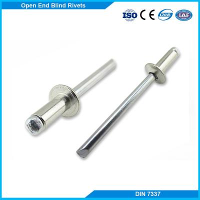 China DIN7337 A2 A4 Stainless Steel Open End Blind Rivets with Chuck and Protruding Break Pull Head DIN7337 for sale