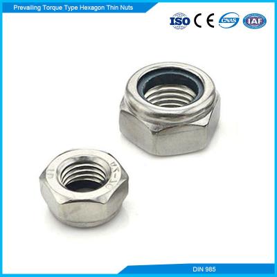 China DIN985 Reigning Torque Type Thin Hexagon Nuts With Nonmetallic Insert Stainless Steel M6-M48 for sale