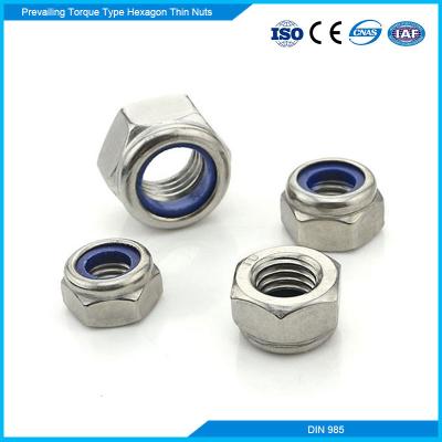 China Hex Types DIN 985 Metric Nylon Insert Lock Nuts With SS201 304 316 Stainless Steel Spiral Torque M6-M48 for sale