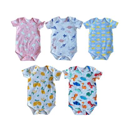 China Short Sleeeves Customized Full Over Print Baby Rompers Summer Short Sleeve Baby Onesie Snap Button Cotton Baby Clothes Romper for sale