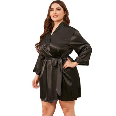 China QUICK DRY women's sleepwear plus size women's black satin silk robes kimono satin robes for wedding for sale