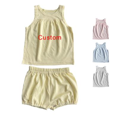 China Breathable Custom Made Bamboo Baby Clothing Sets T-shirts And Shorts Sets Summer Kids Baby Sleeveless Pajamas for sale