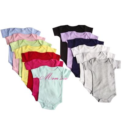 China High quality 100% cotton 100 cotton plain and triangle short sleeve baby romper accept customization baby onesie. for sale