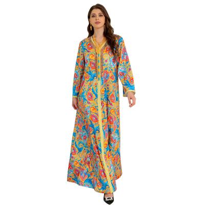 China AB305Elegant TRANSLUCENT luxury casual flower maxi iraq dresses women girl floral print muslim dress latest for sale