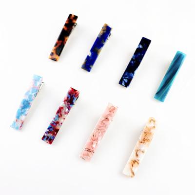 China Retro Environmentally Friendly Korean Style Duck Bill Clip Acrylic Long Hair Clip Marble Hair Accessories for sale