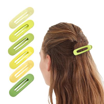 China Hot Selling Environmentally Friendly Plastic Green Simple Solid Color Matte Duckbill Clips For Women Ins Hair Clips for sale