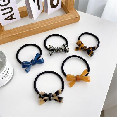 China Environmentally Friendly Hot Selling Elastic Hair Bands Ring High Resilience Thin Simple Acetate Bowknot INS Hair Bands For Women for sale