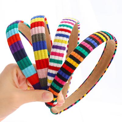 China New Style Simple Fashion Environmentally Friendly Korean Wool Hairbands Colorful Thin Headbands For Women for sale