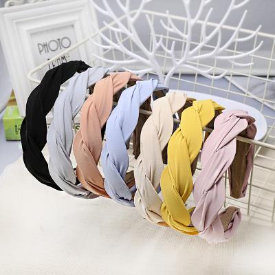 China INS Cloth Headbands Environmental Friendly Hot Selling Simple Solid Color Braided Twist Headbands For Women for sale