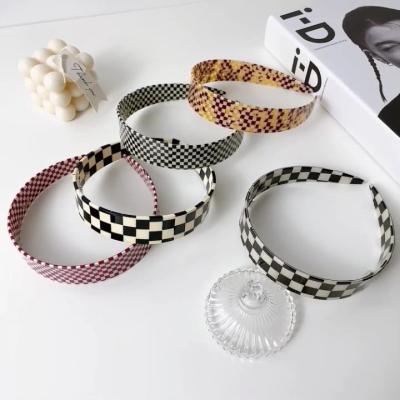 China Environmentally Friendly Hot Selling Simple Headbands Plaid INS Headbands PVC Headbands Retro For Women for sale