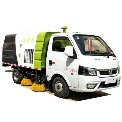 China Dongfeng 2ton Gasoline Small Road Sweeper Truck Street Cleaning Machine For Street Airport Garbage Collection for sale