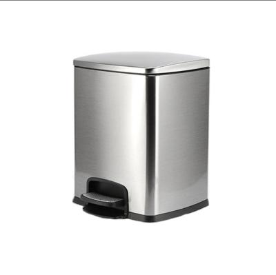 China 20L Pedal Sustainable Trash Bin Household Square Step Trash Bin For Trash Can Kitchen Indoor Food Waste Bin for sale