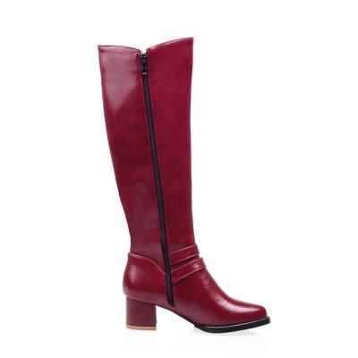 China Around winter 2021 new plus size 34-52 block low boots strong heel women relieve fat legs ladies boots for sale