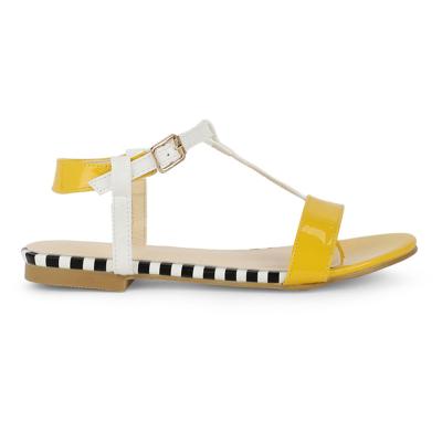 China Fashion Sandal Buckle Women Shoes T-Strap Beach Sandals for Girls Sandal Soles Flats Shoes Wholesale Woman for sale