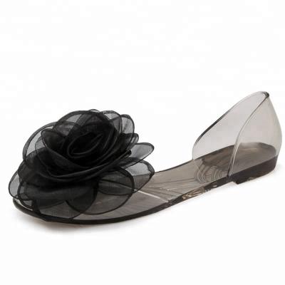 China 2019 New Summer Comfortable Women Rubber Beach Shoes Jelly Flats Transparent Flower Women Sandals for sale