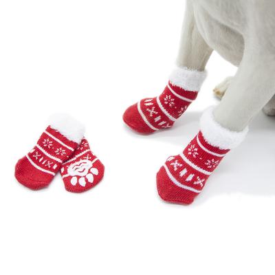 China Viable Dog Socks Anti-Slip Soft Christmas Outdoor Socks For Dog Free Sample Customized Logo for sale