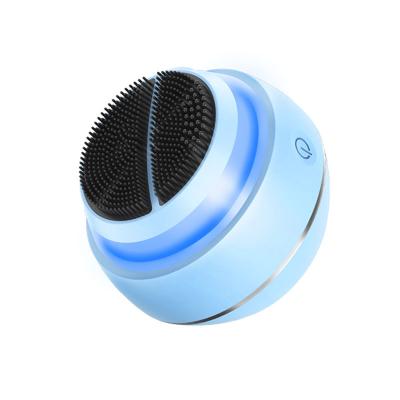 China Electric Acne Treatment LED Face Cleansing Brush Skin Care Machine Silicone Brush Seal Waterproof Blackhead EMS Facial Cleansing Brush for sale