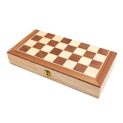 China 2021 Hot Selling Family Leisure /educational Board Game Wooden Chess Set Folding Chessboard Without Magnetic for sale