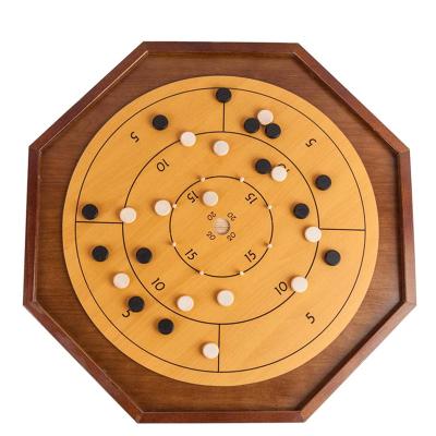 China Deluxe Eco-Friendly Crokinole Wooden Board Games 3 In 1 Playset With Checker And Backgammon for sale