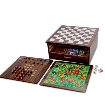 China Pavilion Wooden High Quality Combo Games Game Table Set 10 in 1 Wooden Chess Set for sale