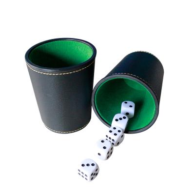 China Game Playing Dice Leatherette Dice Cup Set With Storage Compartment Felt Lined Shaker Includes 5 Dot Dices For Yahtzee/Farkle/Craps/Backgammon/Bar for sale