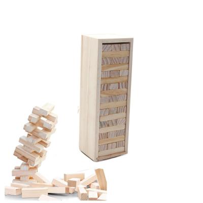 China Small Factory Educational Custom Wooden Block Toy Construction Wood Building Tower Mini With Wooden Box for sale