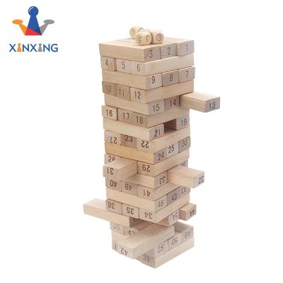 China Educational Toy Timber Tower Natural Wood Block Stacking Game with Wooden Frame (54 Pieces) for sale