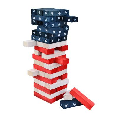 China Toy Wooden Toppling Tower Educational Choose between spot or stars and stripes white, blue, red for sale