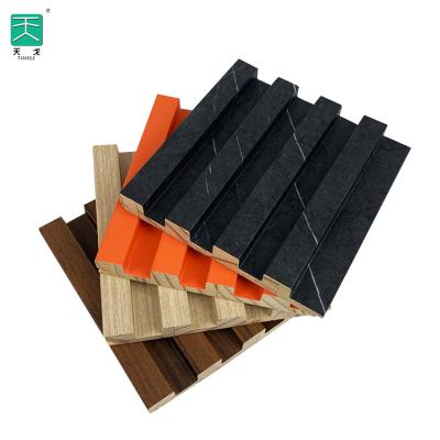 China TianGe Modern Wainscoting Indoor Solid Wood Grid Fluted Modern MDF Wall Panels for sale